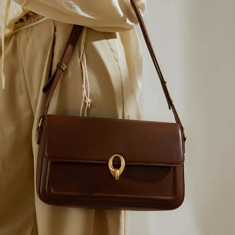 Structured Buckle Flap Shoulder Bag