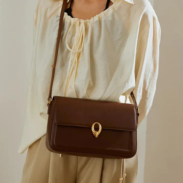 Structured Buckle Flap Shoulder Bag