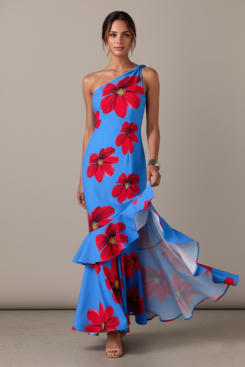 One-Shoulder Bloom Maxi Dress