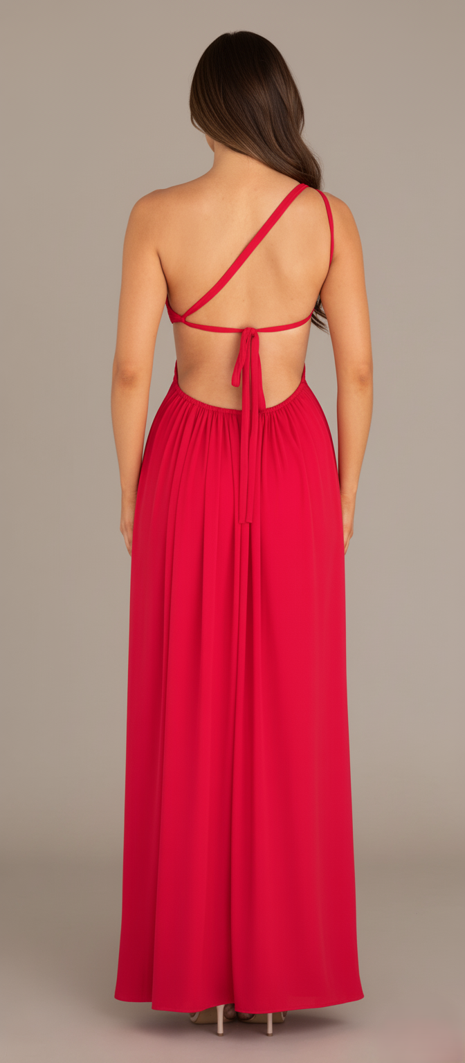One-Shoulder High Slit Maxi Dress