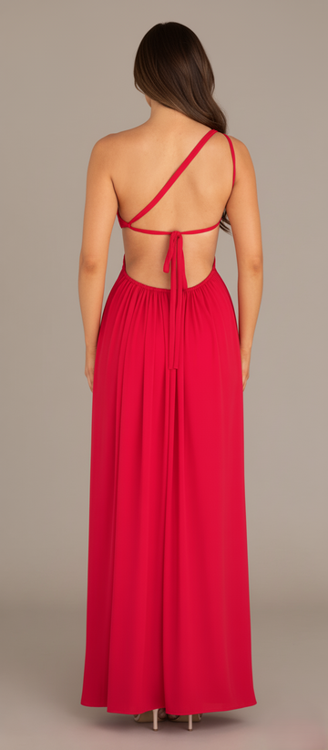One-Shoulder High Slit Maxi Dress