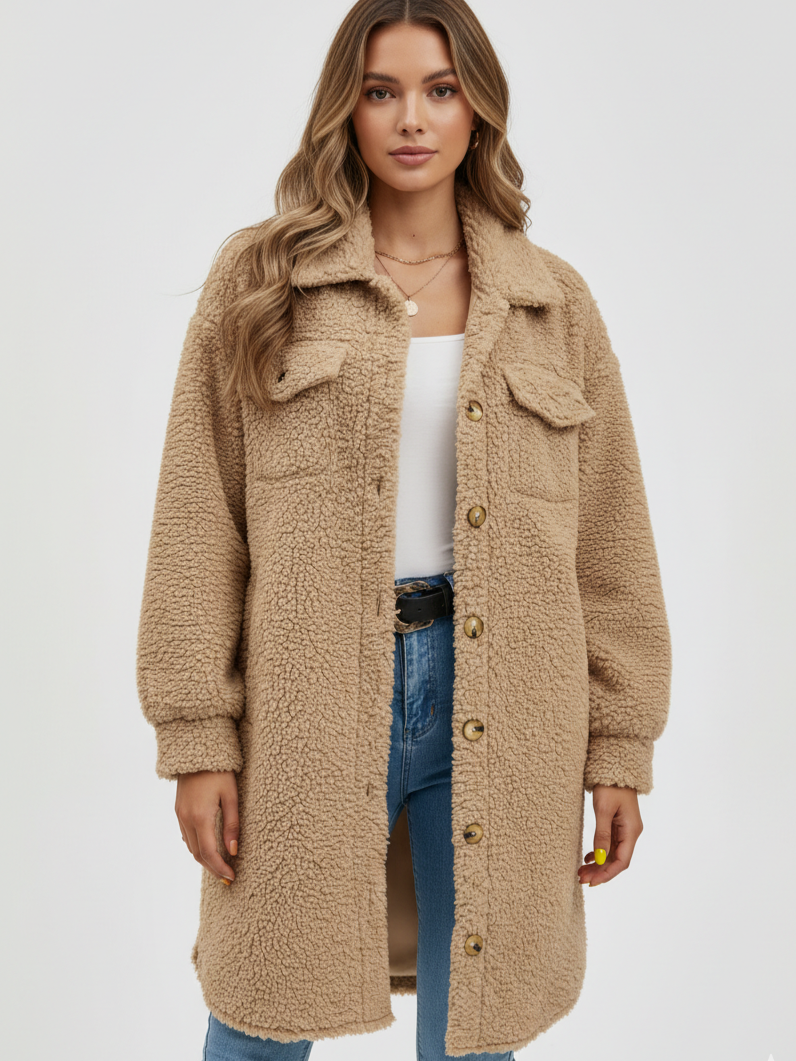 Oversized Teddy Button-Up Coat