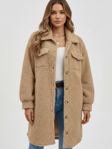 Oversized Teddy Button-Up Coat