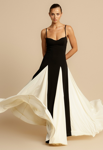 Colorblock Patchwork A-Line Maxi Dress