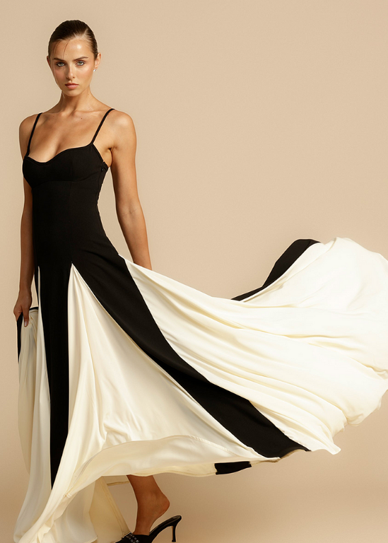 Colorblock Patchwork A-Line Maxi Dress