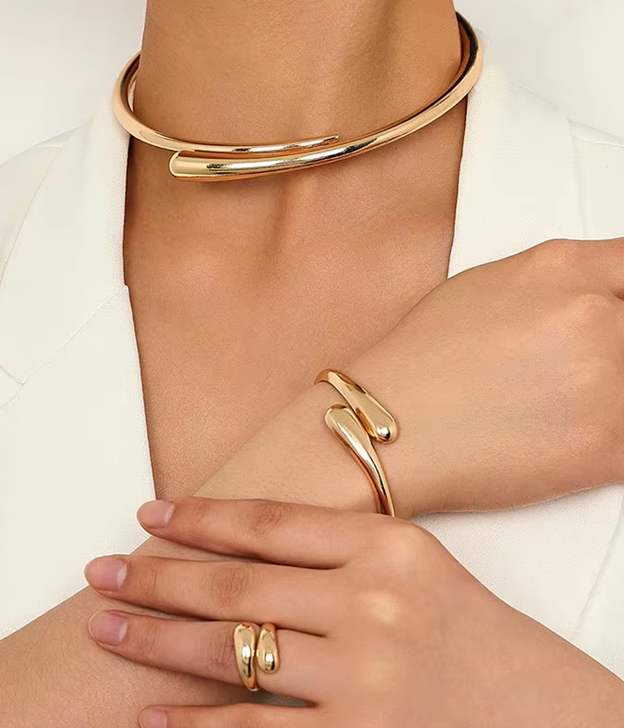 Teardrop Metal Statement Jewelry Set