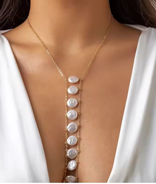 Bohemian Cross Pearl Body Chain