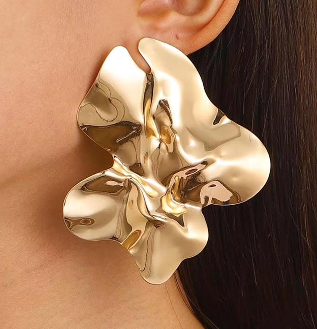 Gold Petal Bloom Drop Earrings