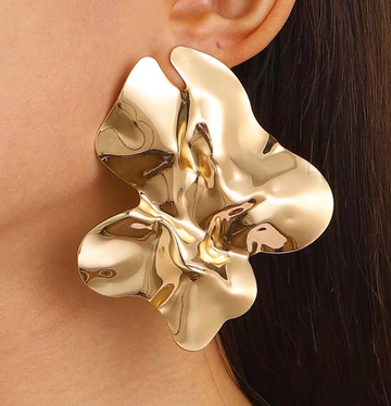 Gold Petal Bloom Drop Earrings