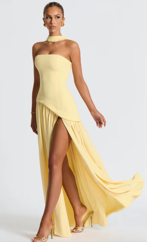 Lemon Chiffon Maxi Gown