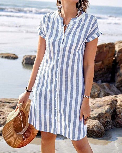 Striped Button Front Dress