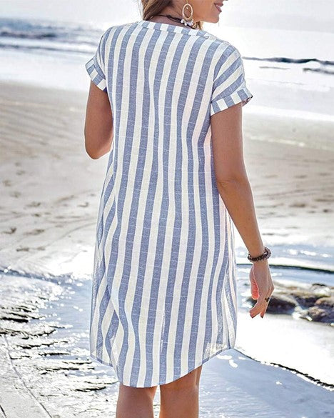 Striped Button Front Dress