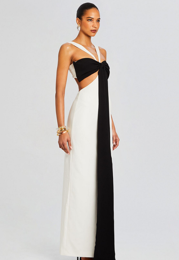 Sleek Colorblock Cutout Maxi Dress