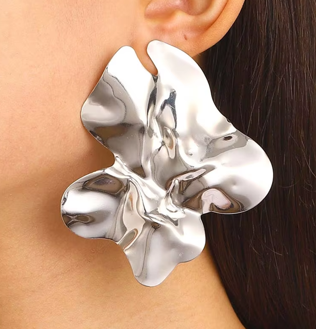 Gold Petal Bloom Drop Earrings