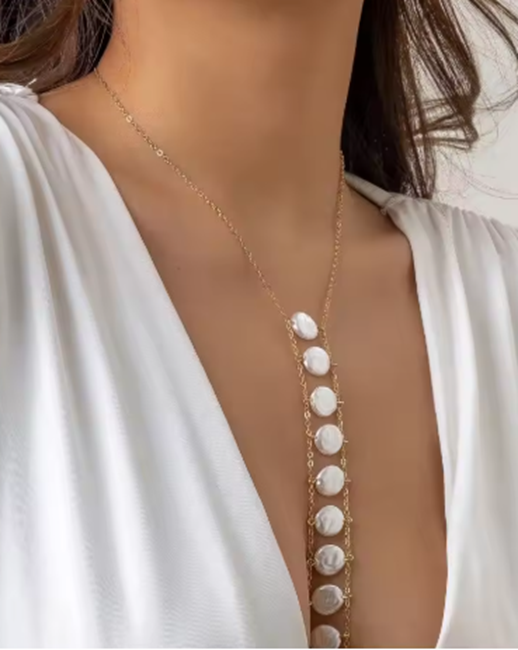 Bohemian Cross Pearl Body Chain