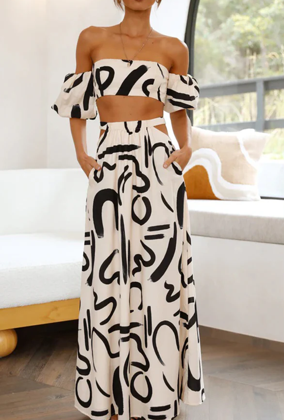 Artistic Off-Shoulder Coord Set