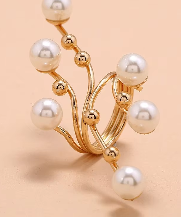 Cascading Pearl Arc Ring