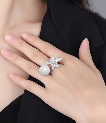 Blooming Pearl Open Ring