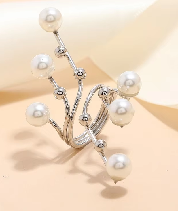 Cascading Pearl Arc Ring