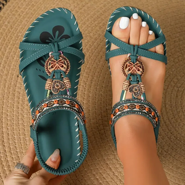 Boho Beaded Flat Sandals