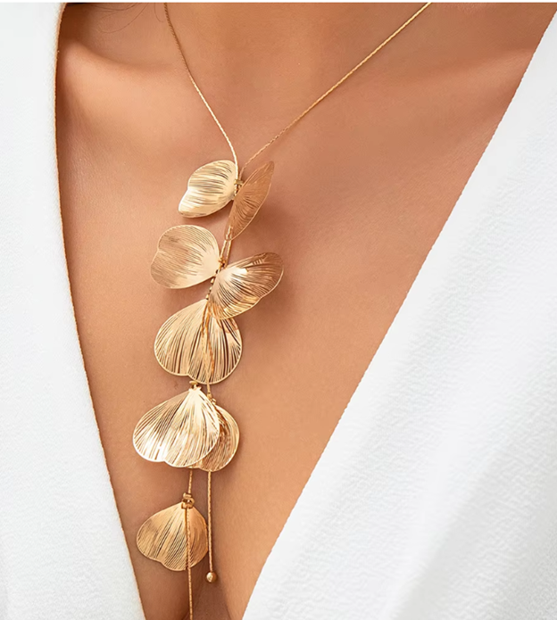 Golden Petal Tassel Necklace