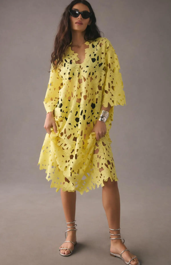 Elegant Lace V-Neck Midi Dress