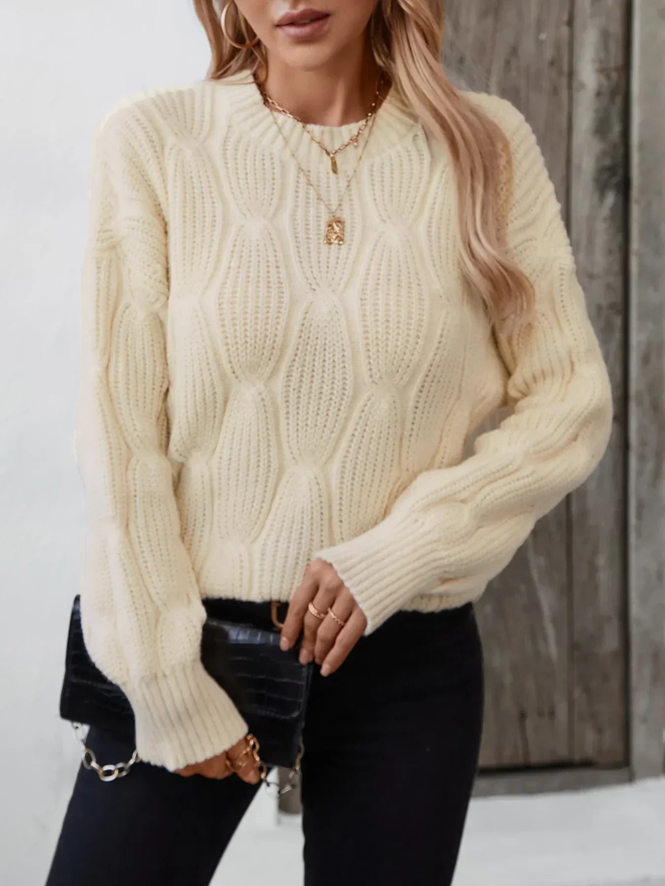 Stylish Crewneck Knitted Sweater