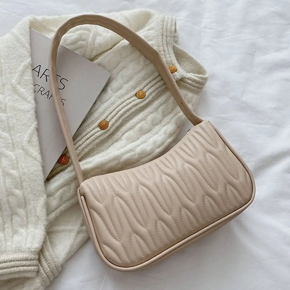 Quilted Shoulder Baguette Bag