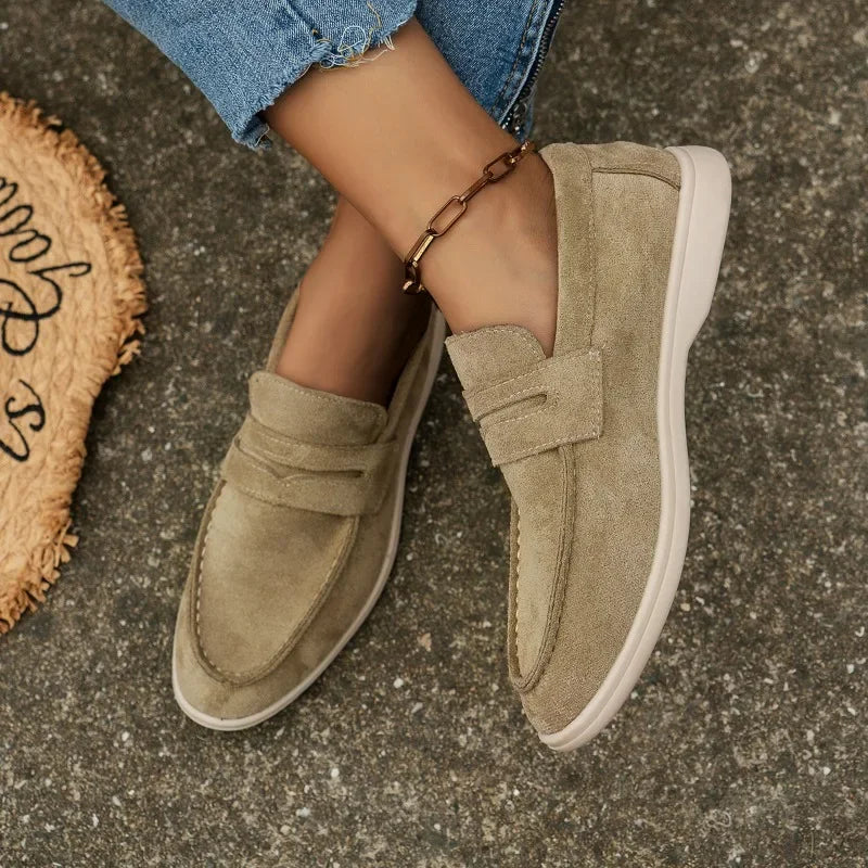 Structured Suede Slip-On Loafers