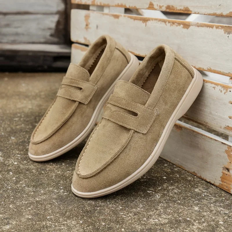 Structured Suede Slip-On Loafers