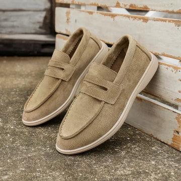 Structured Suede Slip-On Loafers