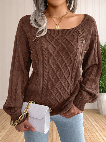 Cable Knit Button Detail Sweater