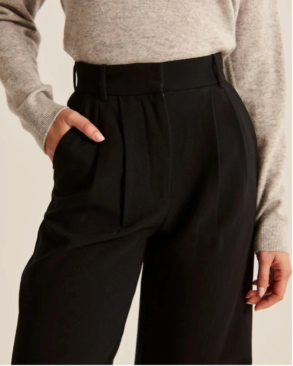 High Waist Wide Leg Tailored Trousers