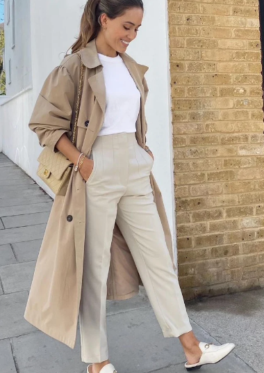 High Waist Tapered Leg Tailored Pants