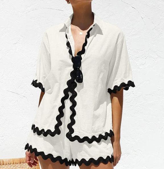 Short Sleeve Linen Shirt and Tailored Shorts Set