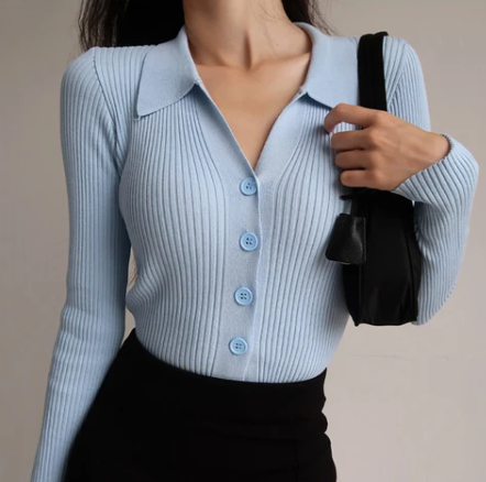 Fitted Knit Long Sleeve Top