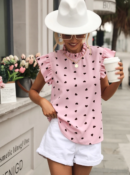 Lightweight Chiffon Short Sleeve Blouse