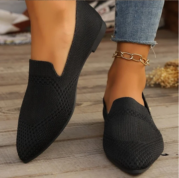 Pointed Knit Slip-On Loafers