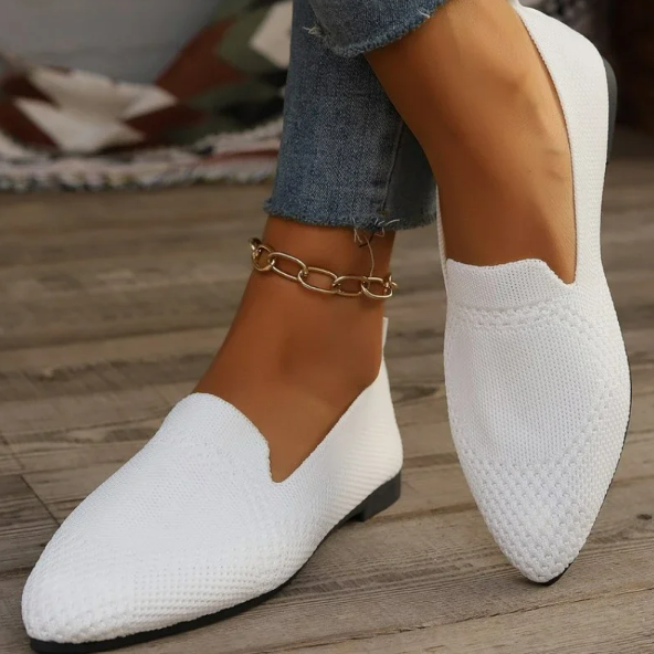 Pointed Knit Slip-On Loafers