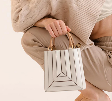 Geometric Stitch Top Handle Bag