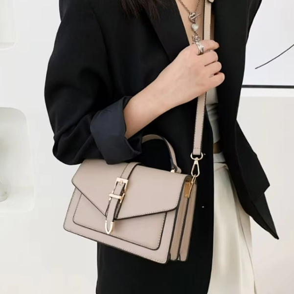 Structured Buckle Flap Crossbody Bag