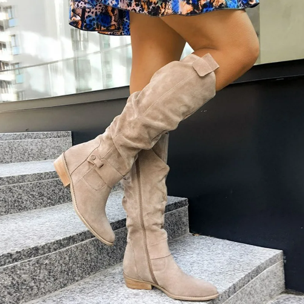 Slouchy Suede Knee-High Boots
