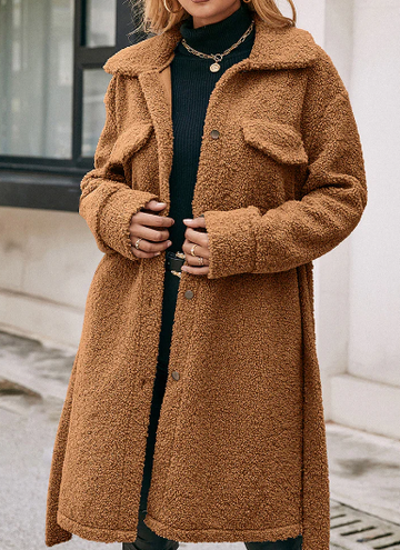 Longline Button-Up Teddy Coat