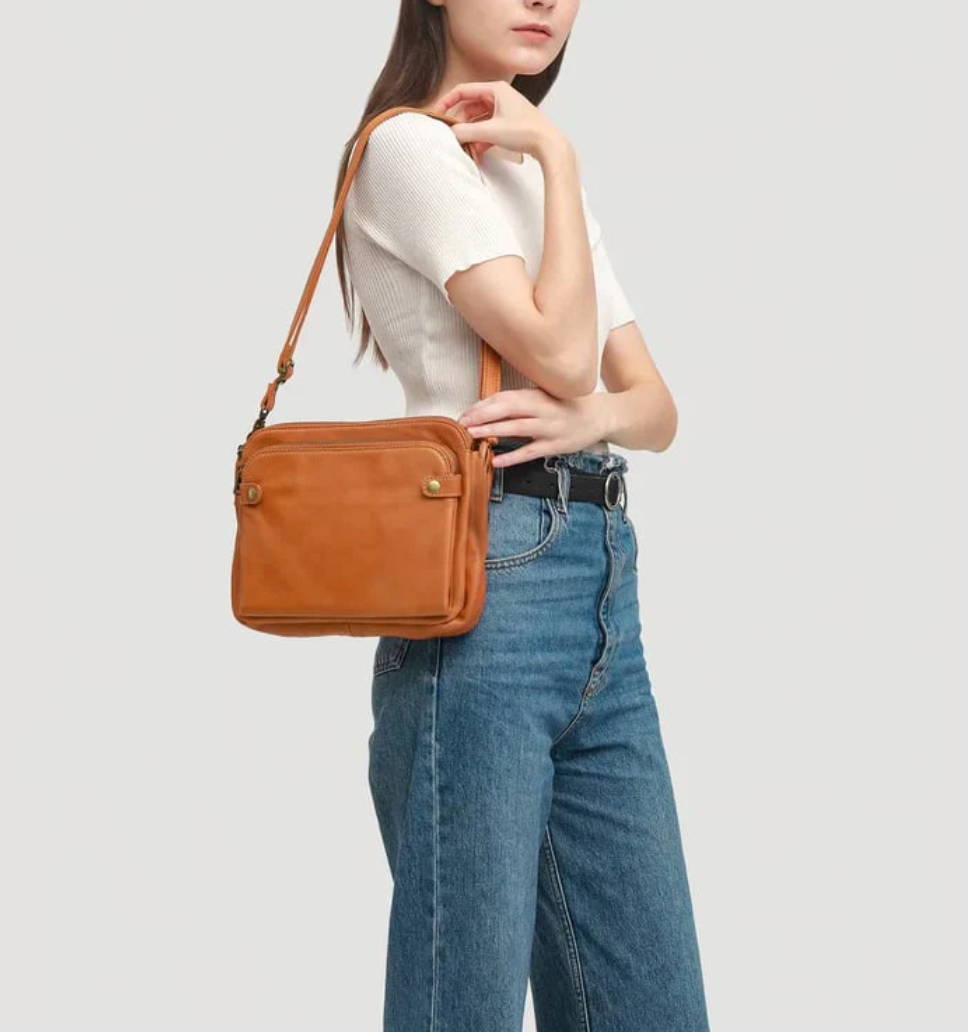 Structured Zip Pocket Shoulder Bag