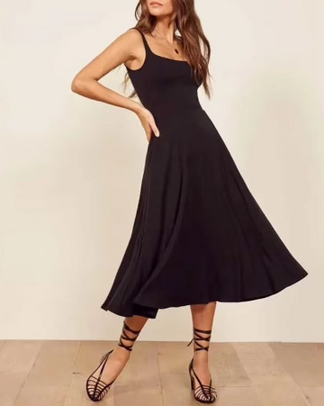 Square Neck Swing Midi Dress