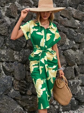 Floral Tie-Waist Shirt Dress