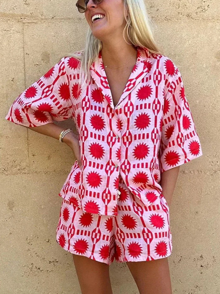 Sleeveless V-Neck Top and High-Waisted Shorts Set