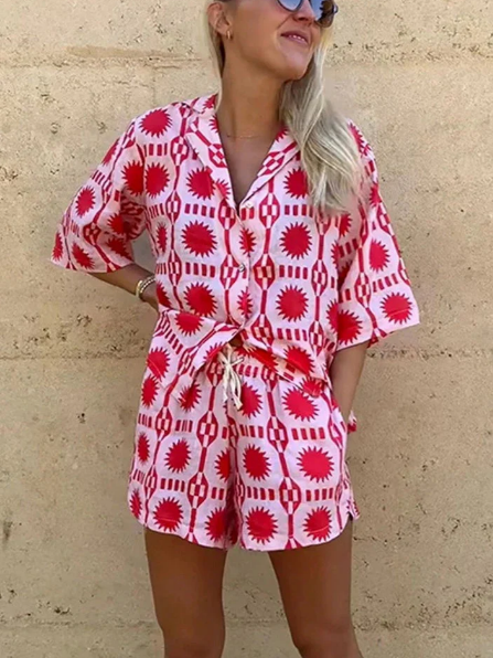 Sleeveless V-Neck Top and High-Waisted Shorts Set