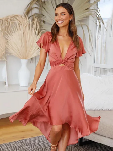 Flutter Sleeve Twist Midi