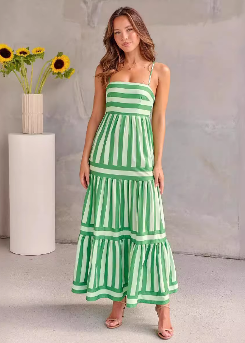 Striped Tiered Maxi Sundress